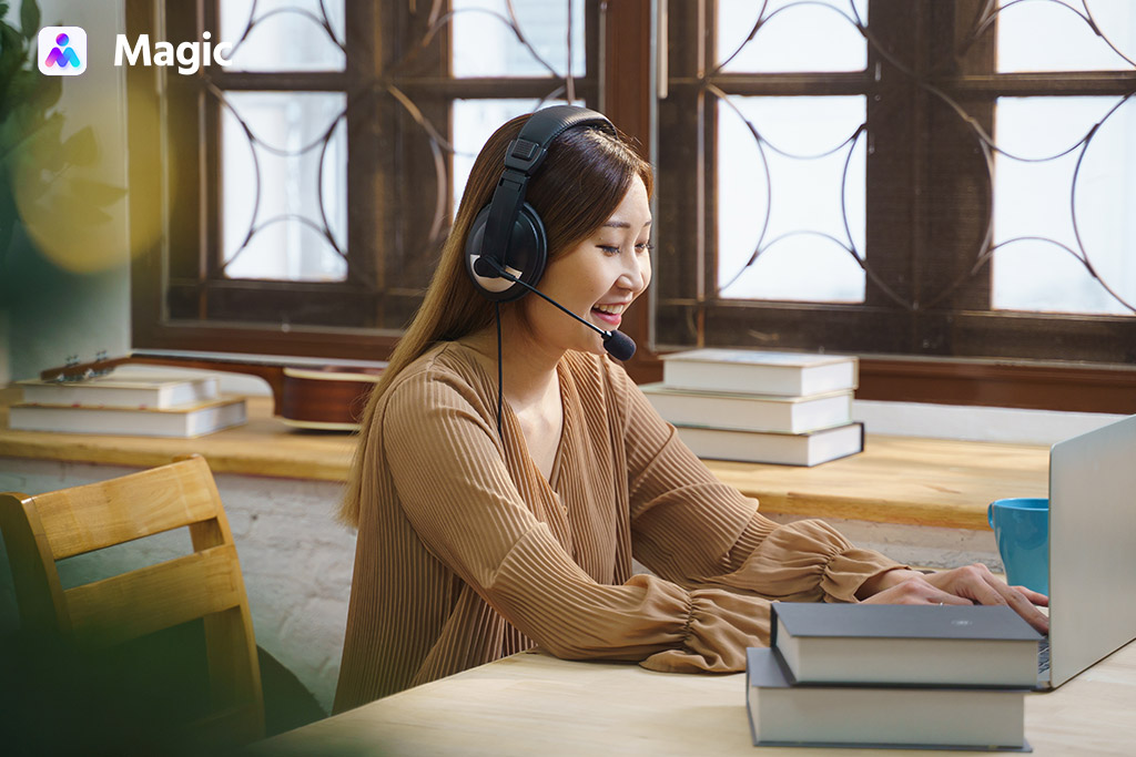 virtual assistant working on her laptop