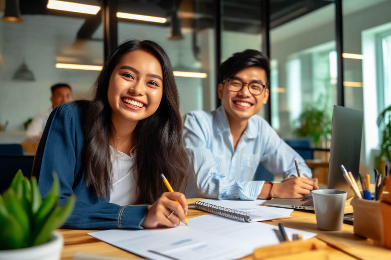 a person and person smiling at the camera