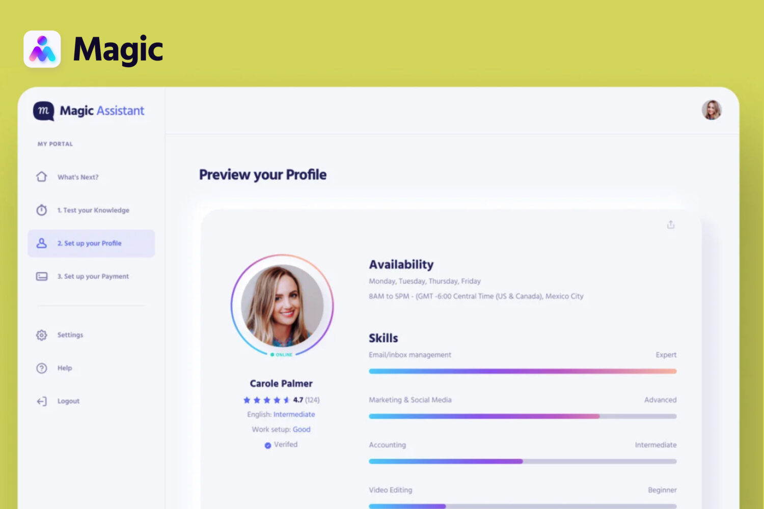 remote virtual assistant profile